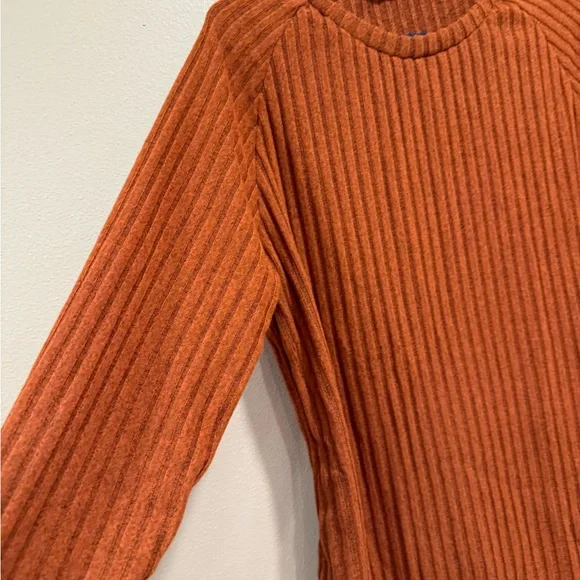 Cozy Ribbed Long Sleeve Top - Burnt Orange - Picture 2 of 4